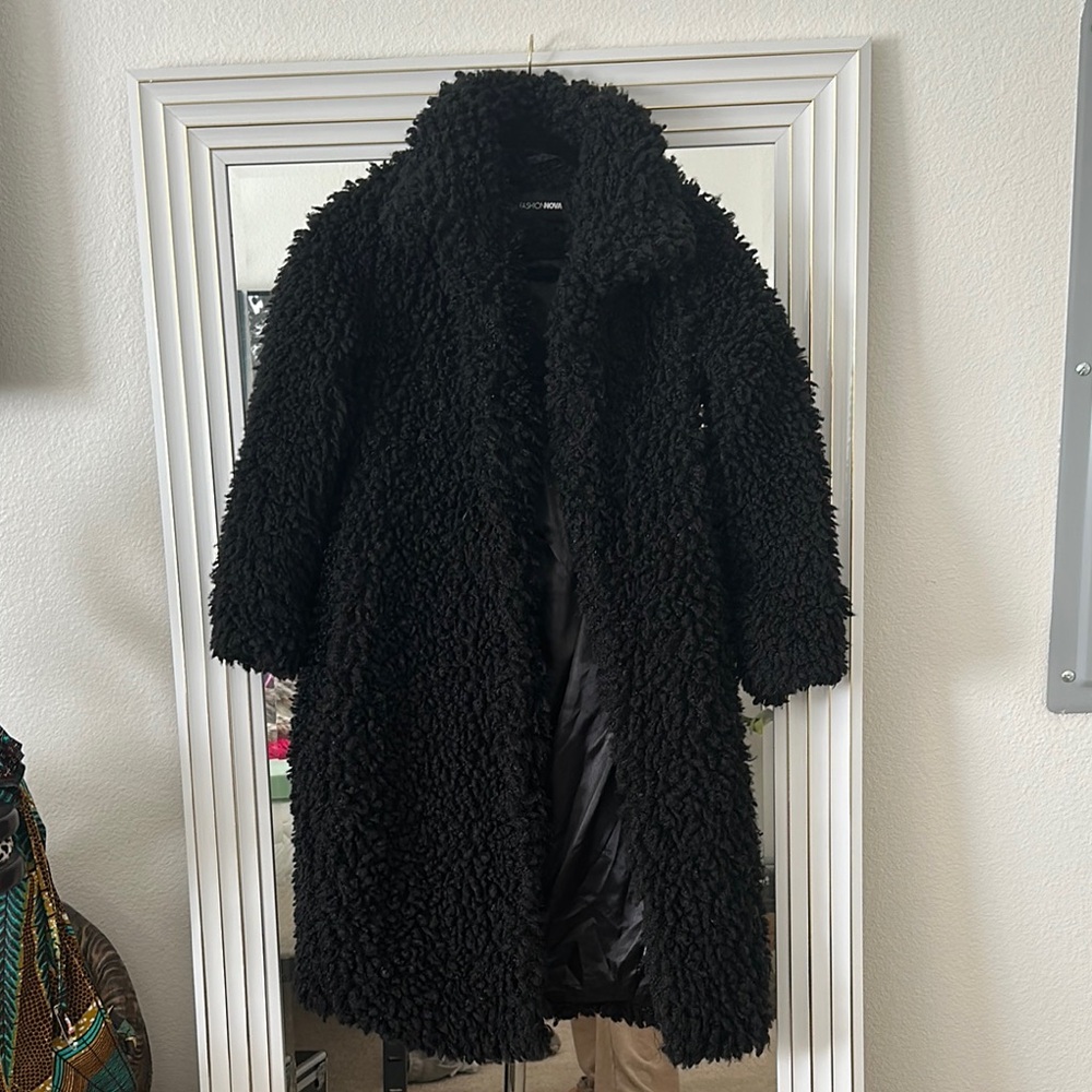 Black Faux Fur Coat